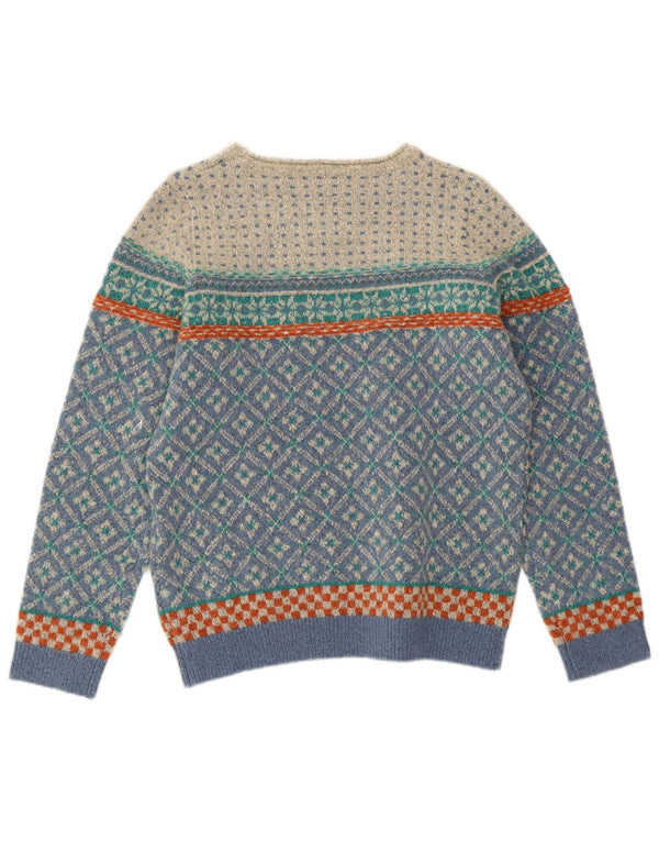 WEIRD FISH Damen Pullover mit U-Boot-Ausschnitt, UK 12, Mittelblau, Fair Isle