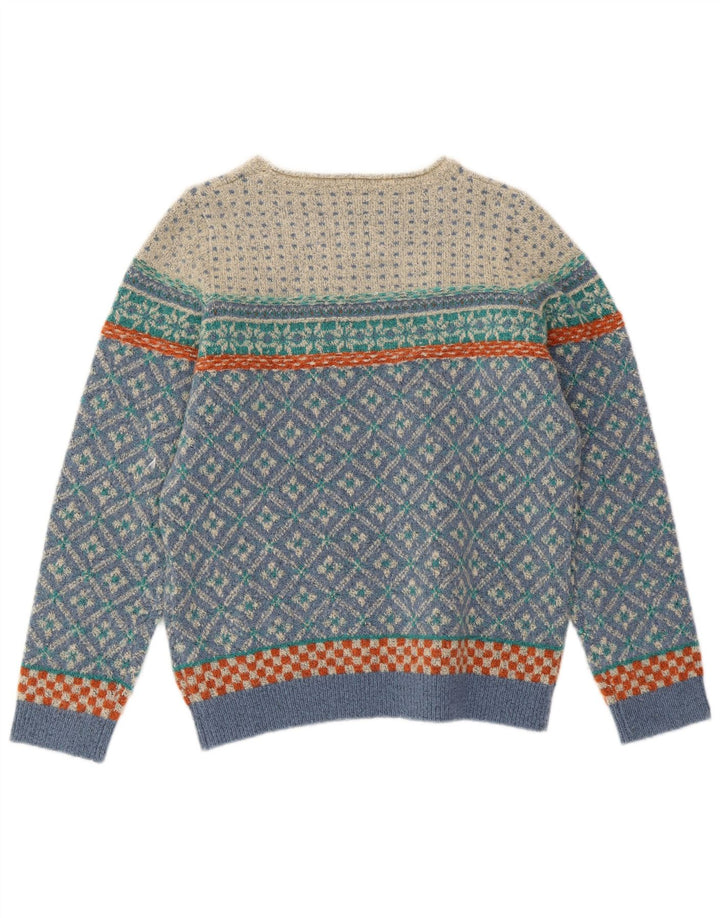 WEIRD FISH Damen Pullover mit U-Boot-Ausschnitt, UK 12, Mittelblau, Fair Isle