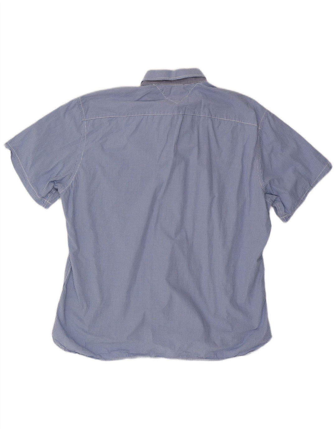 TOMMY HILFIGER Herren Custom Fit Kurzarmhemd 2XL Blau Gingham Baumwolle