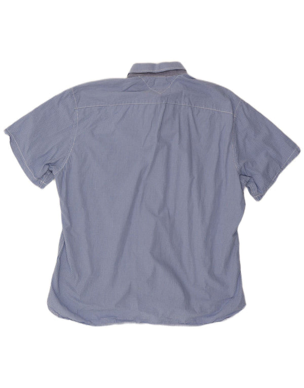 TOMMY HILFIGER Herren Custom Fit Kurzarmhemd 2XL Blau Gingham Baumwolle