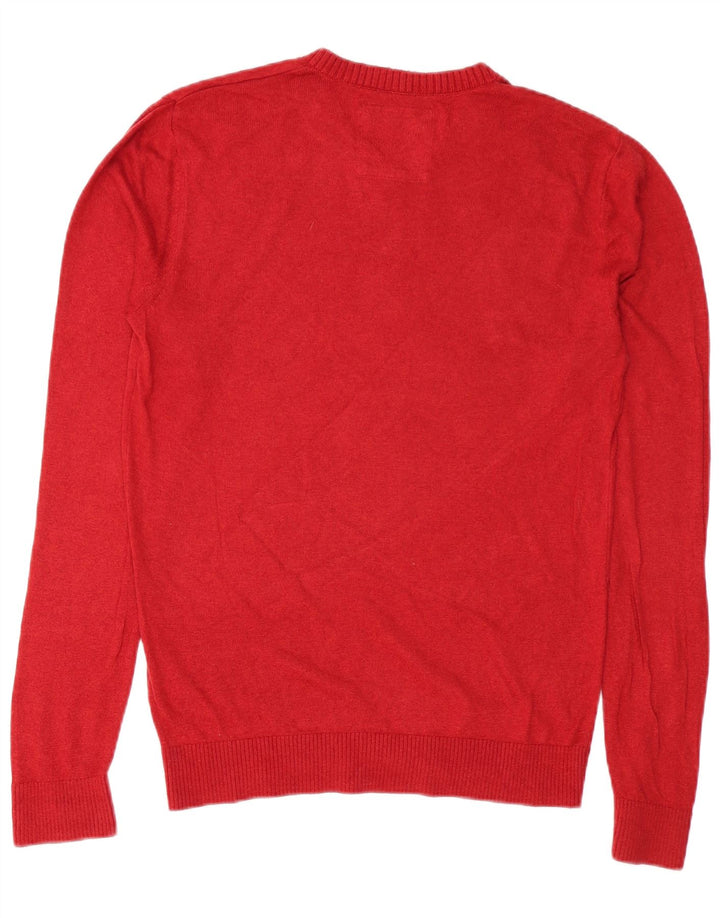 Hollister Herren-Pullover mit V-Ausschnitt aus mittelroter Baumwolle