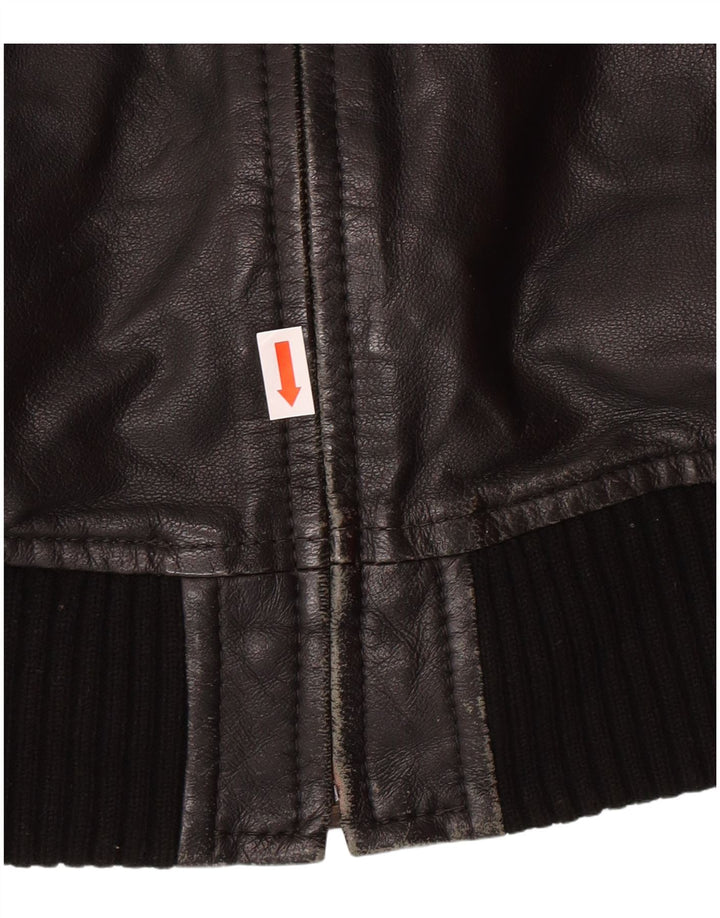 XDYE Damen-Lederjacke, UK 10, kleine schwarze Leder-Bikerjacke