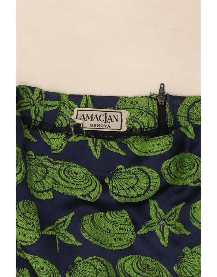 Vintage Damen Bleistiftrock mit abstraktem Muster, mittelgroß, W28, Marineblau
