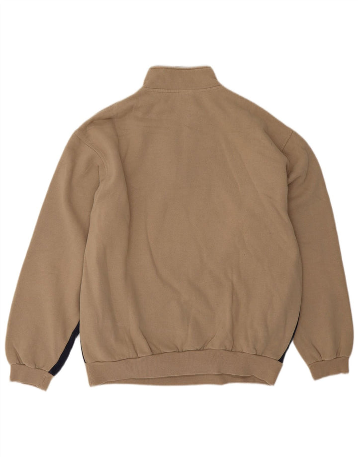 Fila Herren-Sweatshirt mit Reißverschluss am Hals, mittelbeigefarbene Blockfarben-Baumwolle