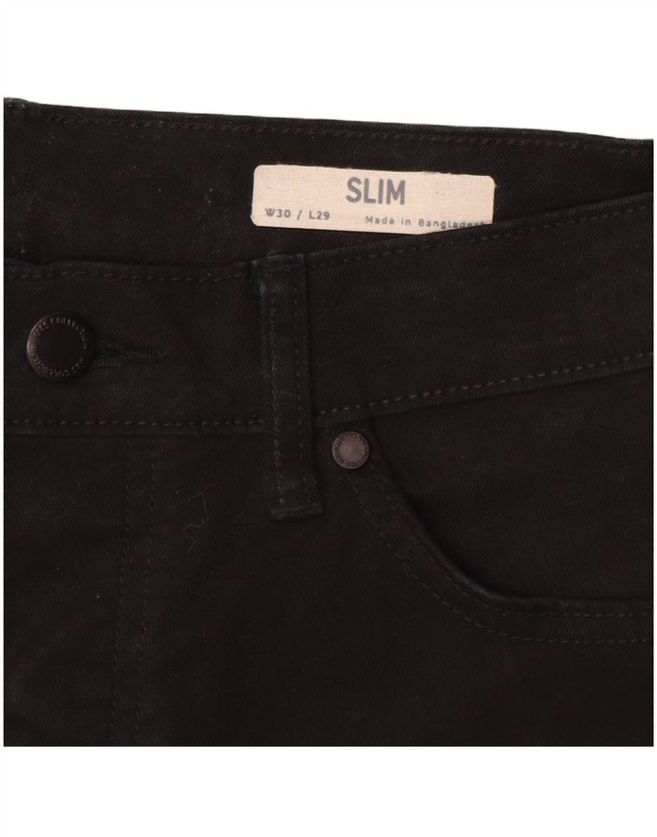 Marks & Spencer Damen Gerade Freizeithose W30 L29 Schwarz Baumwolle