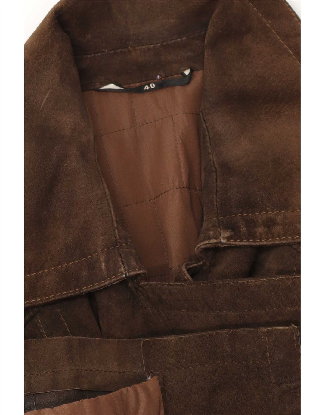 Vintage Damen Wildleder Zweireihiger Mantel IT 40 Small Brown