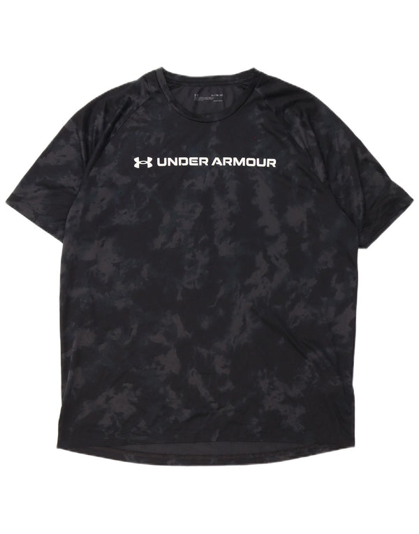Under Armour Herren Heat Gear Grafik-T-Shirt-Oberteil XL, schwarzes Batik-Polyester