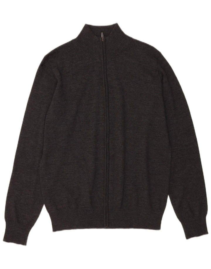 Zara Herren-Cardigan-Pullover aus mittelgrauer Wolle