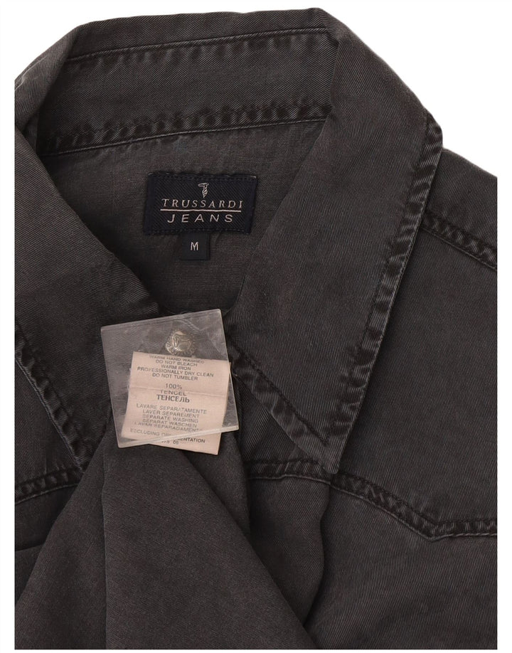 Trussardi Jeans Herren Jeanshemd Mittelgraues Tencel