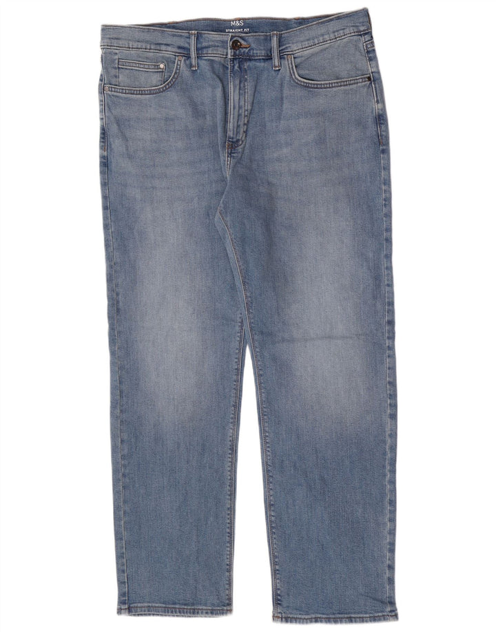 Marks & Spencer Herren-Jeans, kurz, gerade, W36, L29, Blau, Baumwolle