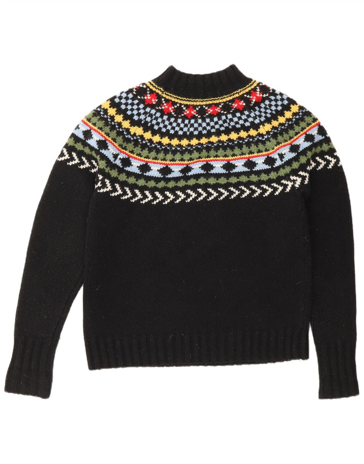 Fred Perry Damen-Pullover mit Rollkragen, Größe S, Schwarz, Fair Isle