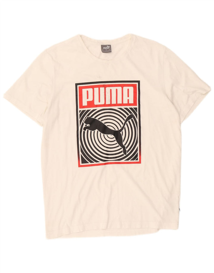 Puma Herren-T-Shirt mit Grafik, groß, aus weißer Baumwolle