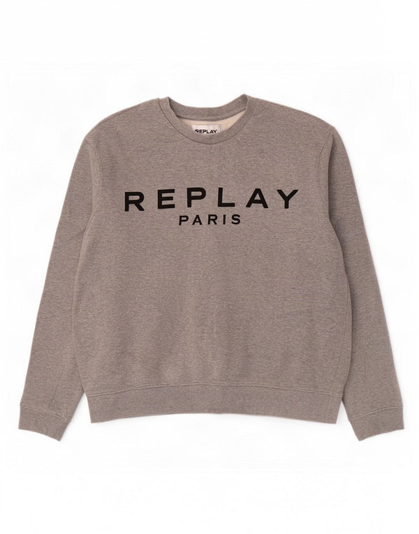 Replay Damen Grafik-Sweatshirt-Pullover UK 20 2XL Grau
