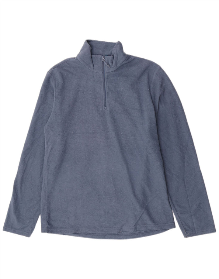 Mountain Warehouse Herren-Fleecepullover mit Reißverschluss am Kragen, mittelblaues Polyester