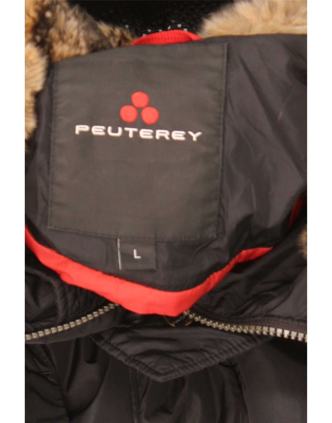 PEUTEREY Herren-Mantel mit Kapuze, gepolstert, UK 40, Größe L, Schwarz, Polyester