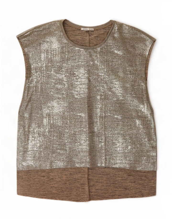 Zara Damen Weste Top UK 14 Mittelgraues Polyester