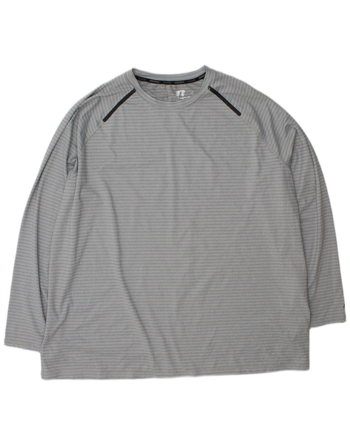 RUSSELL ATHLETIC Herren Dri-Power Top Langarm XL Grau Nadelstreifen