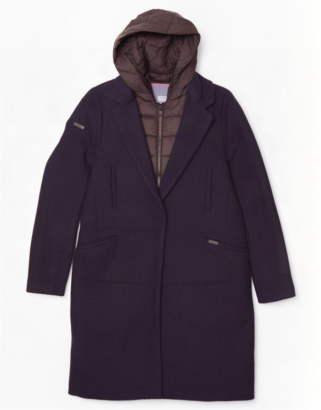 Superdry Damen Kapuzenmantel UK 10 Small Marineblaue Wolle