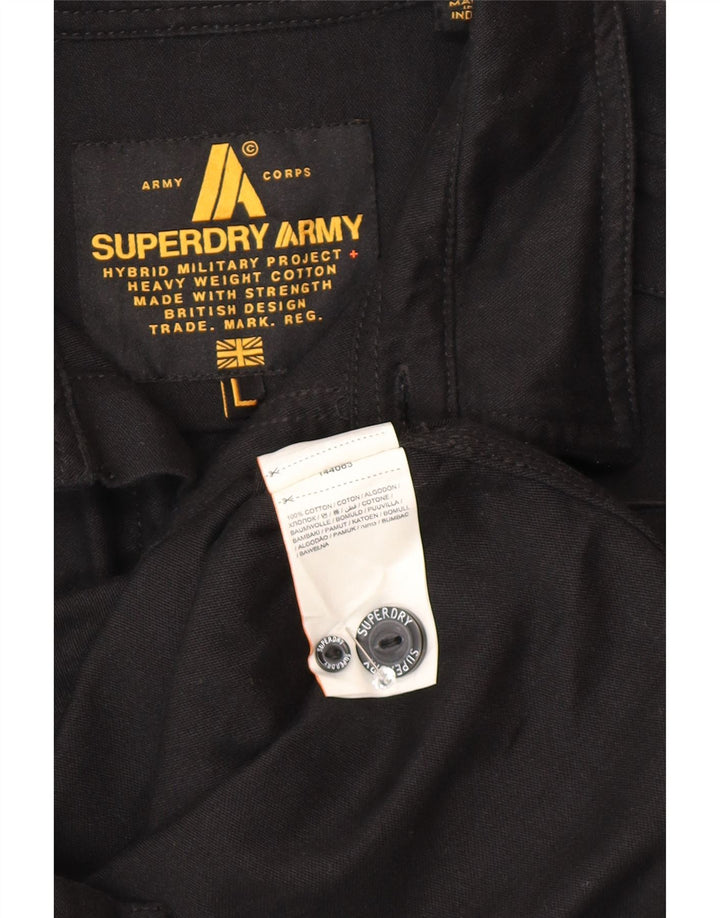 Superdry Herren-Militärhemd, groß, aus schwarzer Baumwolle