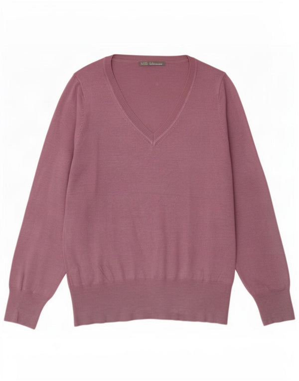 Marks & Spencer Womens V-Neck Jumper Sweater UK 14 Medium Purple Viscose