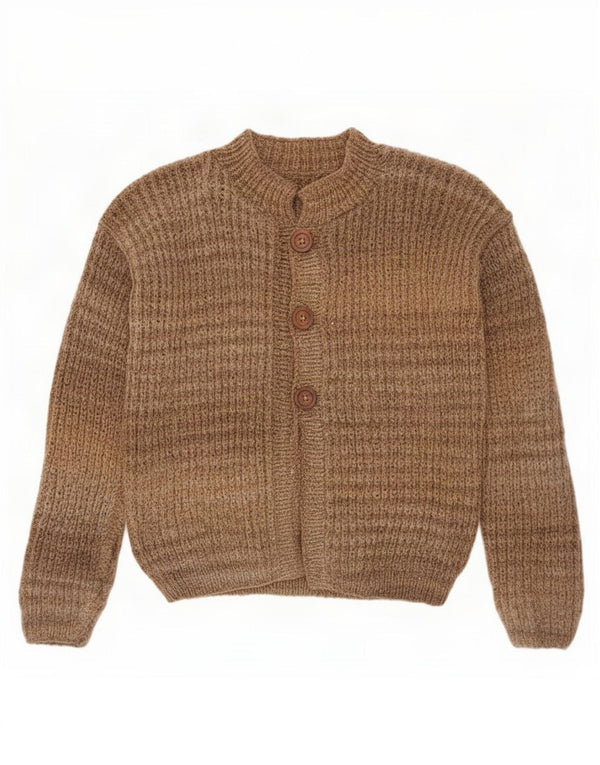 Vintage Damen Cardigan Pullover UK 16 Groß Braun meliert