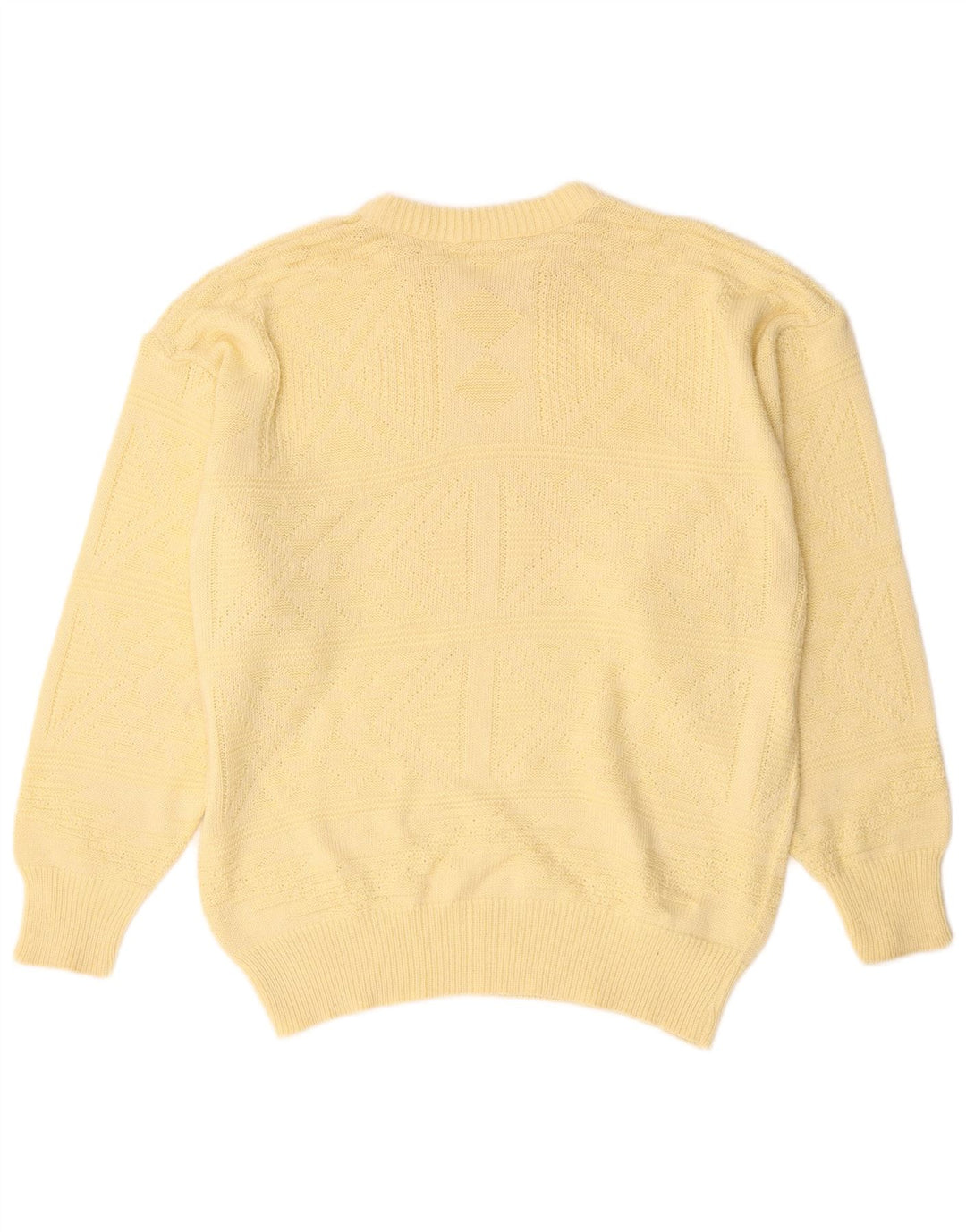Vintage Herren-Pullover mit U-Boot-Ausschnitt, groß, gelb