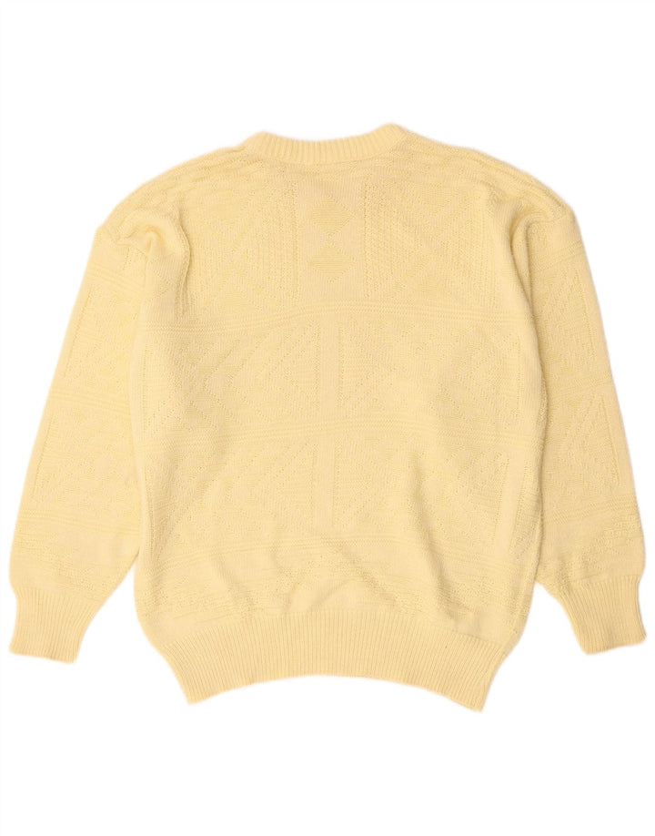 Vintage Herren-Pullover mit U-Boot-Ausschnitt, groß, gelb