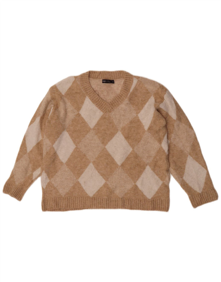 Marks & Spencer Damen-Pullover mit V-Ausschnitt, Gr. 10, Größe S, Beige