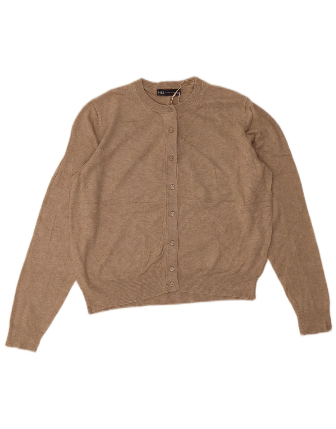 Marks & Spencer Damen Crop Cardigan Pullover UK 14 Mittelbeige Viskose