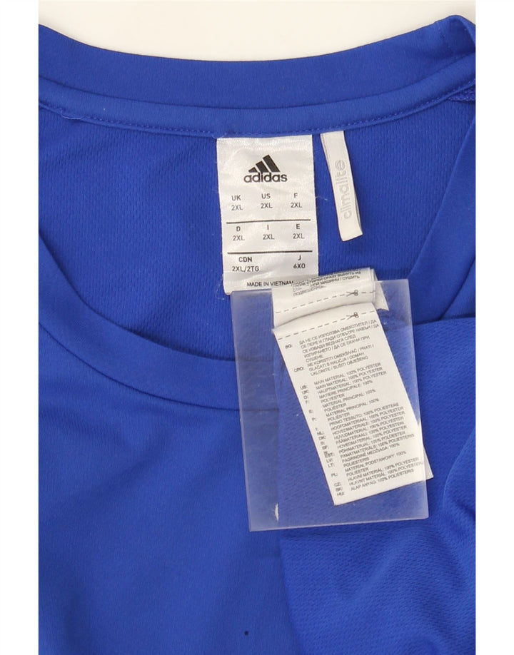 Adidas Herren Climalite T-Shirt Top 2XL Blau Colourblock Polyester