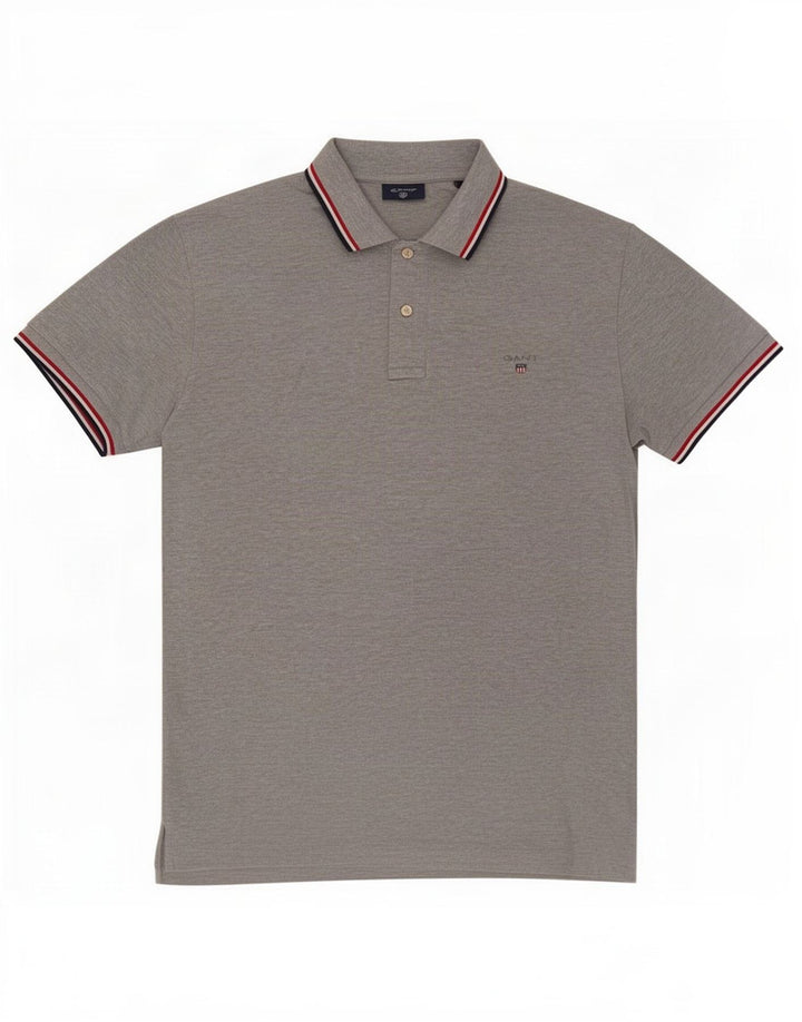Gant Herren-Poloshirt aus mittelgrau gesprenkelter Baumwolle
