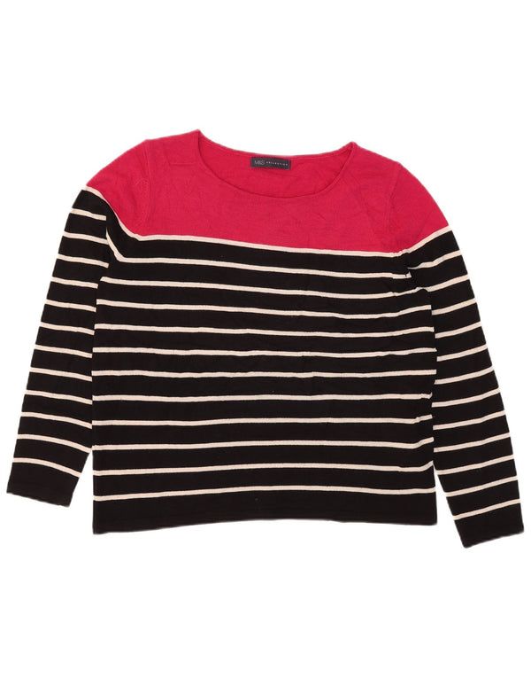 Marks & Spencer Damen-Pullover mit U-Boot-Ausschnitt, Gr. 42, Größe L, schwarz gestreift