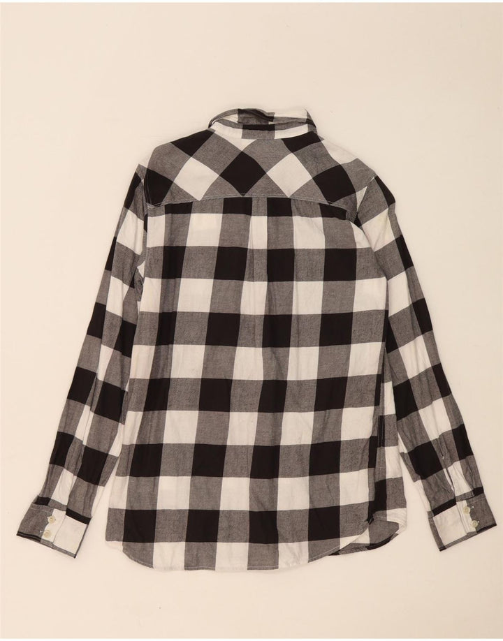 Eddie Bauer Damenhemd UK 10 Small Grau Gingham Baumwolle