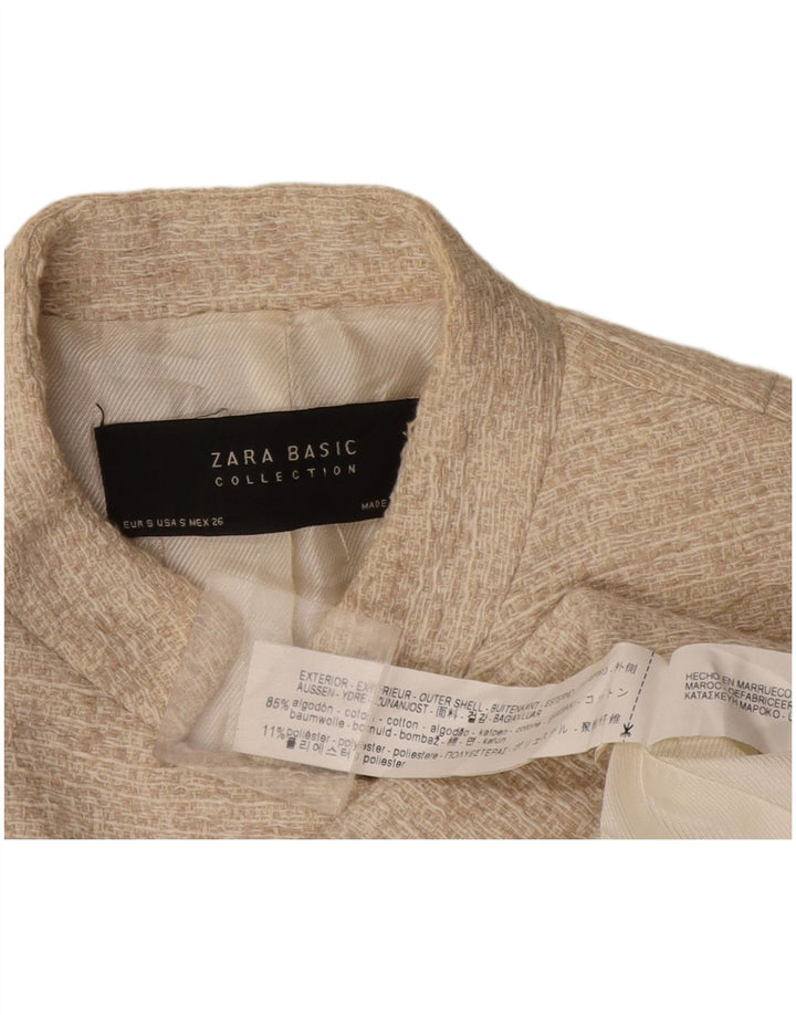 Zara Womens Open Overcoat UK 10 Small Beige Baumwolle