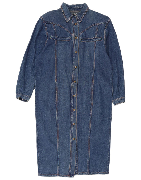 Vintage Damen Jeanshemdkleid UK 14 Mittelblau