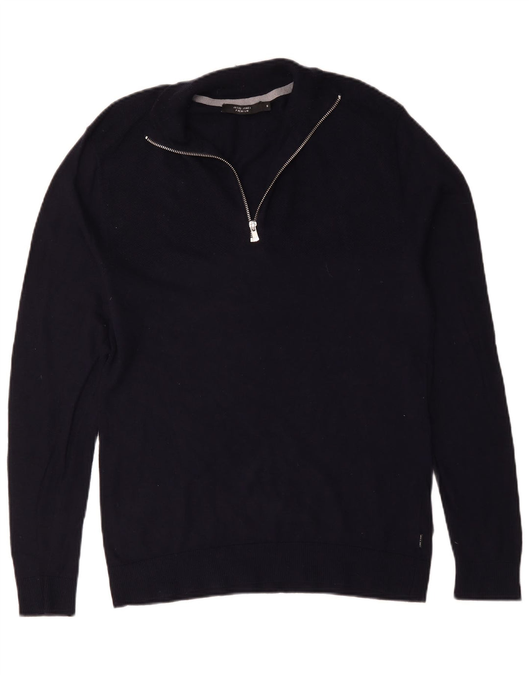 Jack & Jones Herren-Pullover mit Reißverschluss am Hals, Größe S, marineblaue Baumwolle