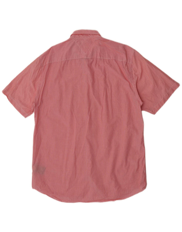 Tommy Hilfiger Herren-Hemd, kurzärmelig, normale Passform, XL, rot gestreift, Baumwolle