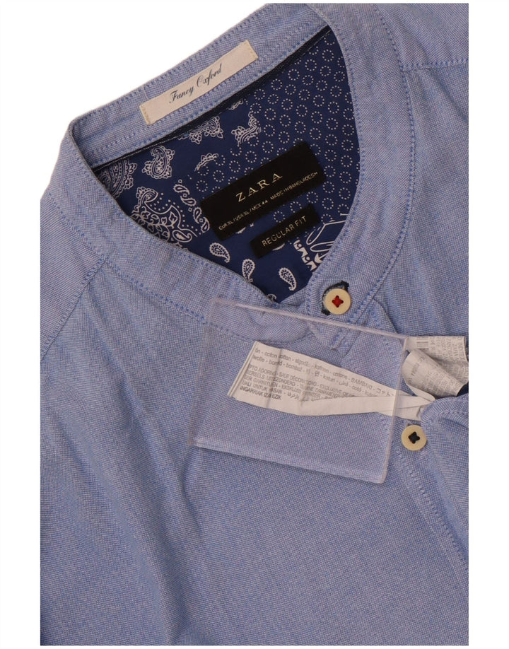 Zara Herren Regular Fit Hemd XL Blau Baumwolle