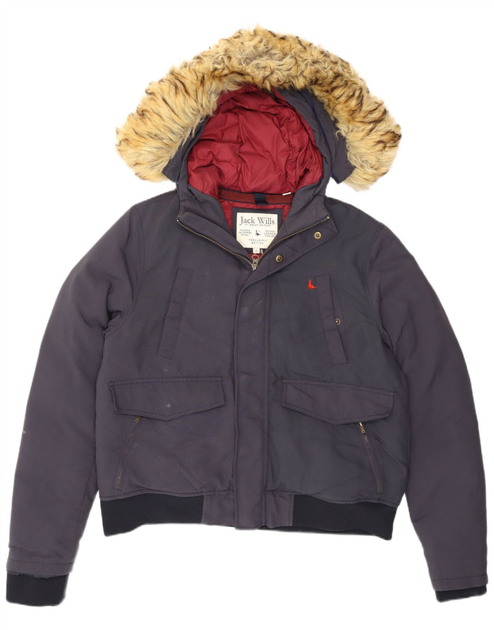 Jack Wills wattierte Herrenjacke mit Kapuze, UK 38, mittelmarineblau