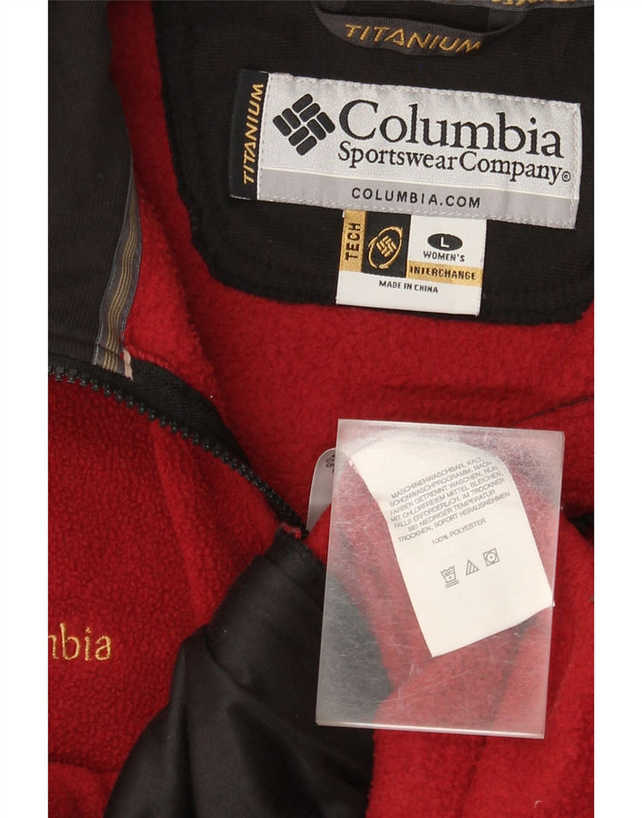 Columbia Womens Interchange Fleece Jacket UK 16 Large Burgundy Polyester
