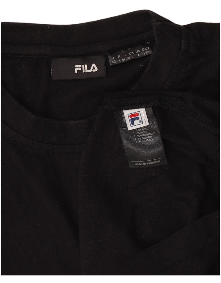 Fila Herren T-Shirt Top Large Schwarz Baumwolle