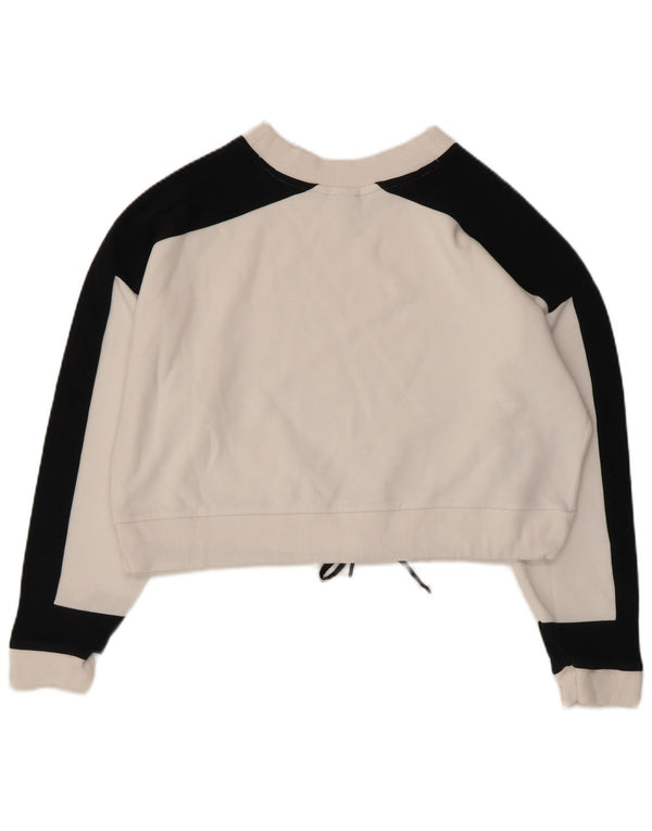Puma Damen Crop Graphic Sweatshirt Pullover UK 14 Mittelweiß Farbblock