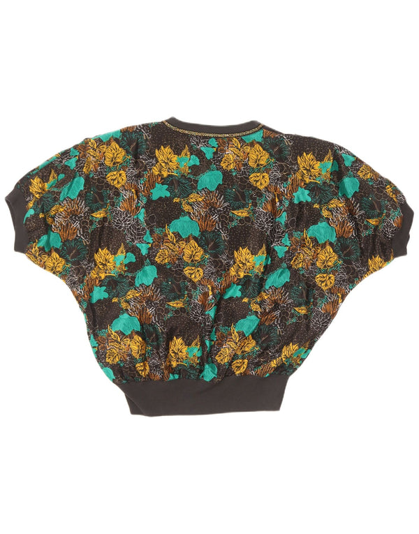 Vintage Womens Blouse Top UK 18 XL Multicoloured Floral Silk