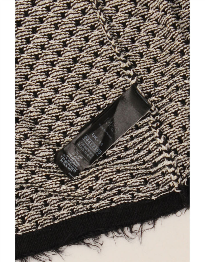 Marks & Spencer Offener Damen-Cardigan-Pullover UK 14 Large Schwarz Geometrisch