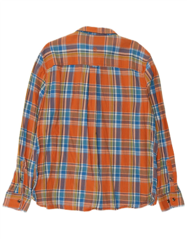 Fat Face Herren-Flanellhemd XL, orange kariert, Baumwolle