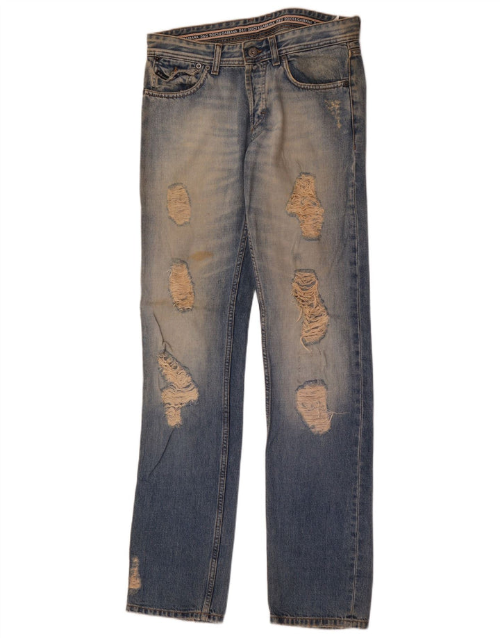 Dolce & Gabbana Damen Distressed Straight Jeans W32 L37 Blaue Baumwolle