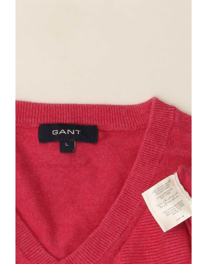 Gant Herren-Pullover mit V-Ausschnitt, groß, rosa Baumwolle