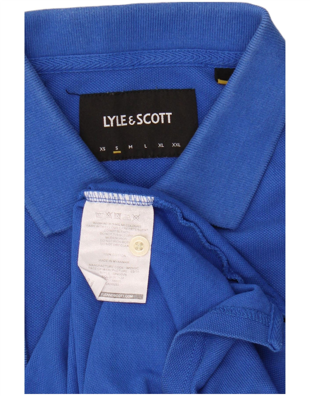 Lyle & Scott Herren-Poloshirt, kleine blaue Baumwolle
