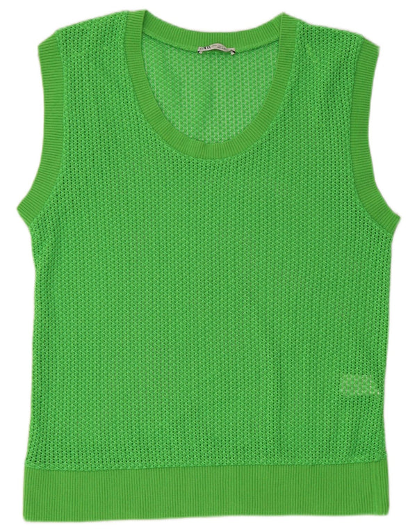 Zara Damen Weste Tank Top UK 14 Mittelgrüne Baumwolle