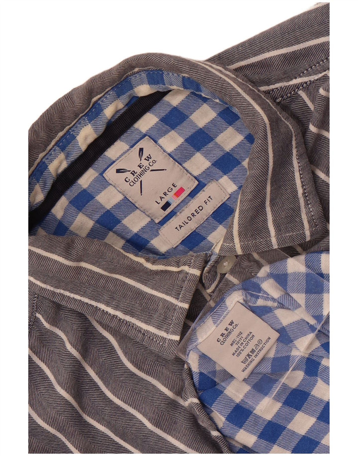 Crew Clothing Herren-Hemd mit maßgeschneiderter Passform, große graue Nadelstreifen-Baumwolle